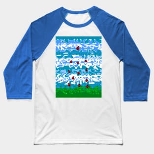 Nature Summer Ladybug Abstract Baseball T-Shirt